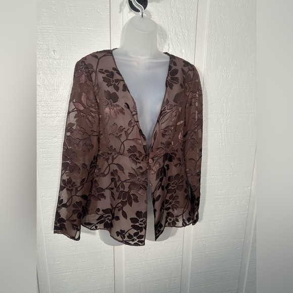 Jessica Howard Brow Long Sleeve Sheer Blazer Size 8 EUC - Picture 1 of 7